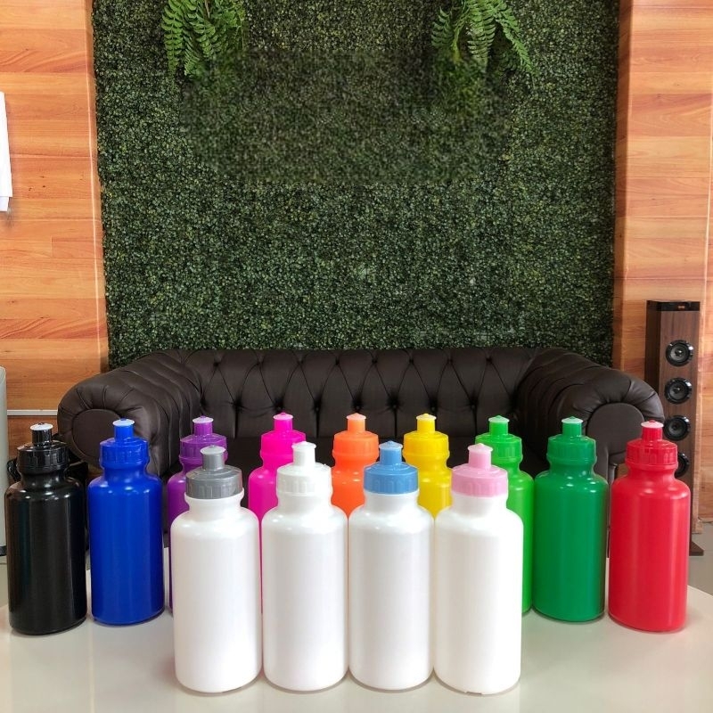 kit Com 20 Garrafinhas de Água Squeeze Com Bico de Silicone 500ml Lisa Sem personalizar