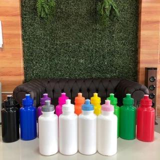 kit Com 20 Garrafinhas de Água Squeeze Com Bico de Silicone 500ml Lisa Sem personalizar
