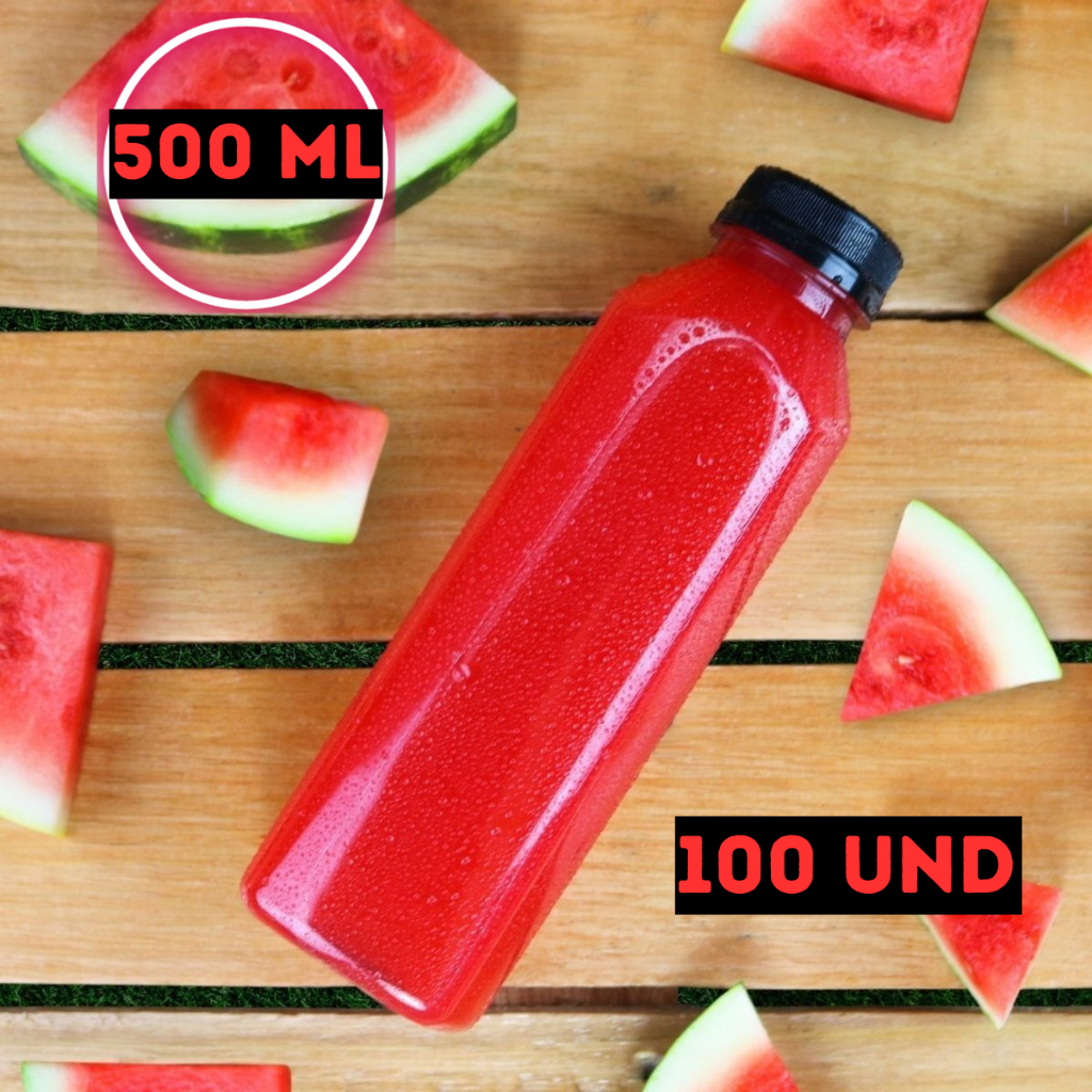 Garrafa Pet Plástica 500ml Tampa com lacre Suco Água de Coco Caldo de Cana Chocolate quente Bebidas Delivery C/100 und