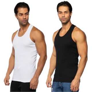 Kit 2 Camisetas Regatas Masculina Americana Canelada Algodão Elastano