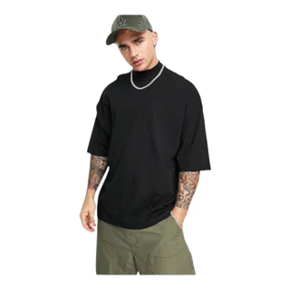 CAMISETA OVERSIZED LARGA GOLA ALTA STECCHI PRETA