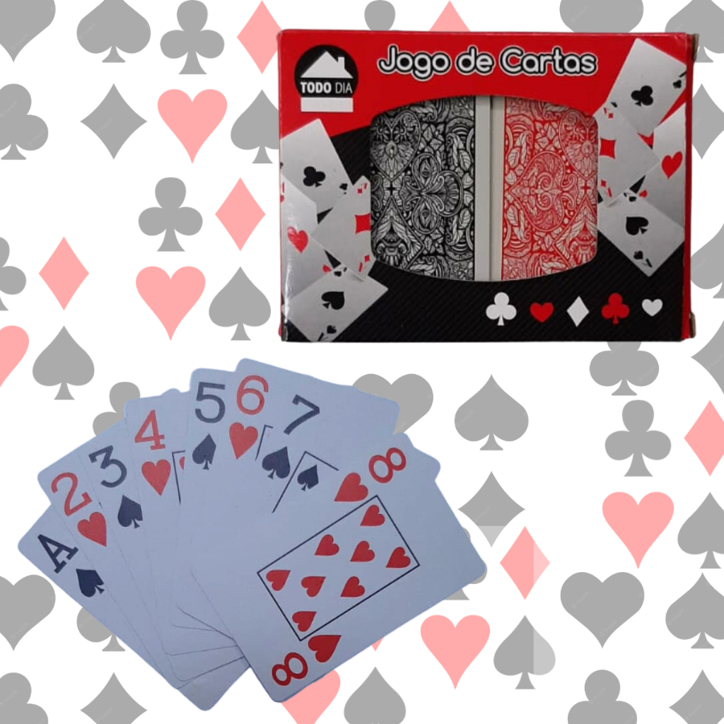 Baralho Duplo Revestdo Em Plástico Completo Para Truco Poker Buraco 21 Jogo  de Cartas