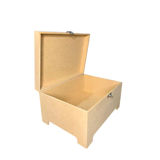 Bau em mdf cru com fecho para cadeado grande