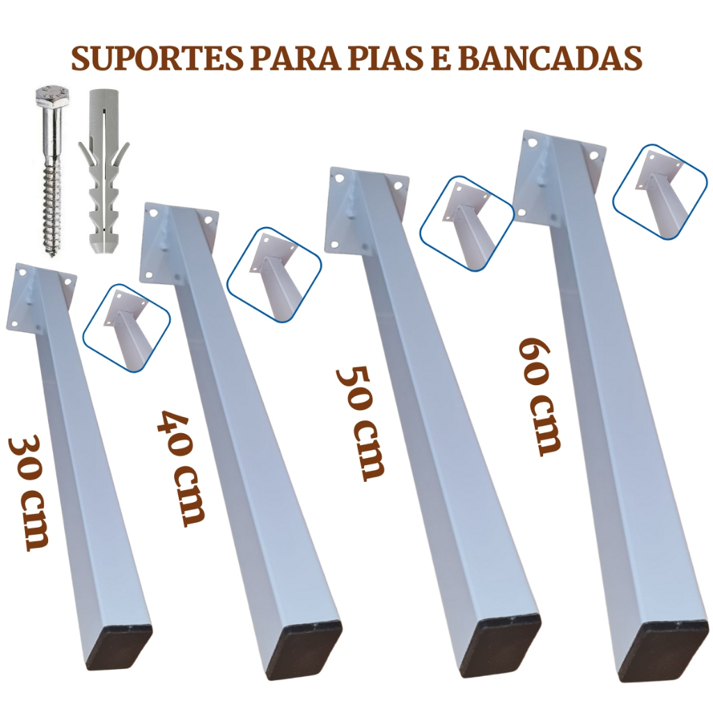 Suporte Para Pia De Parafusar De 30 A 60cm 1un Grapa Bancada Granito