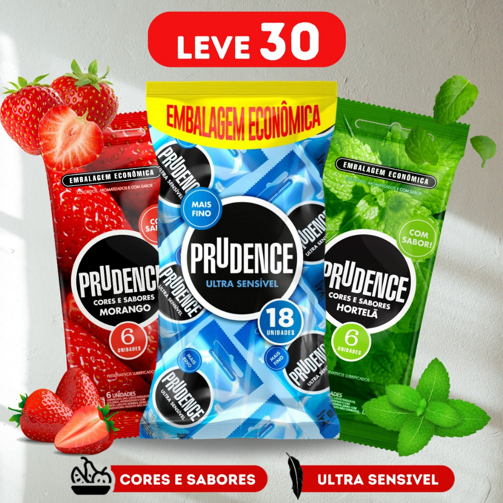 Kit 30 Preservativos Camisinhas Prudence Ultra Sensivel + Preservativo
