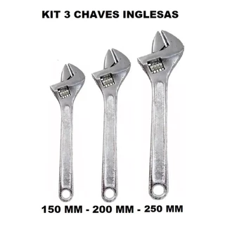 Kit 3 Chaves Inglesas Ajustável 6-8-10 Pol Western Original