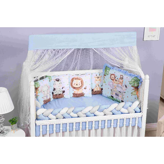 Kit de berço bebe menino Safari azul menino sublimado 10 peças