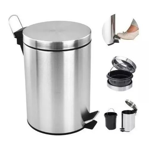 OFERTA!!!Lixeira Aço Inox Com Pedal Para Cozinha/banheiro 5 Litros com cesto removivel