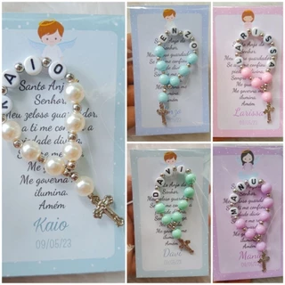 10 chaveiros mini terços personalizados com nome - com ou sem chaveiro
