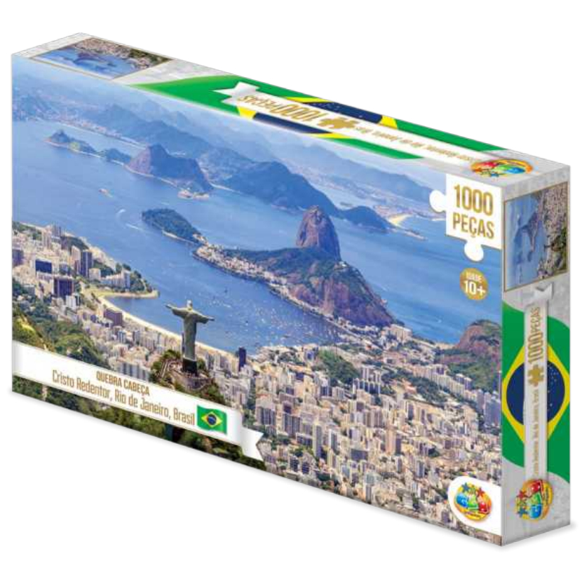 Brinquedo Educativo Quebra Cabeça Rio de Janeiro 1000 peças GGB Brinquedos Educativos para Meninos e Meninas Estimula o Aprendizado para o dia das Crianças Presente de Aniversário Nível Difícil Montar Estampas Divertidas Lugares do Mundo Brasil