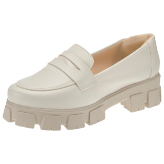 Mocassim Feminino Tratorado Oxford Plataforma Blogueira Liso