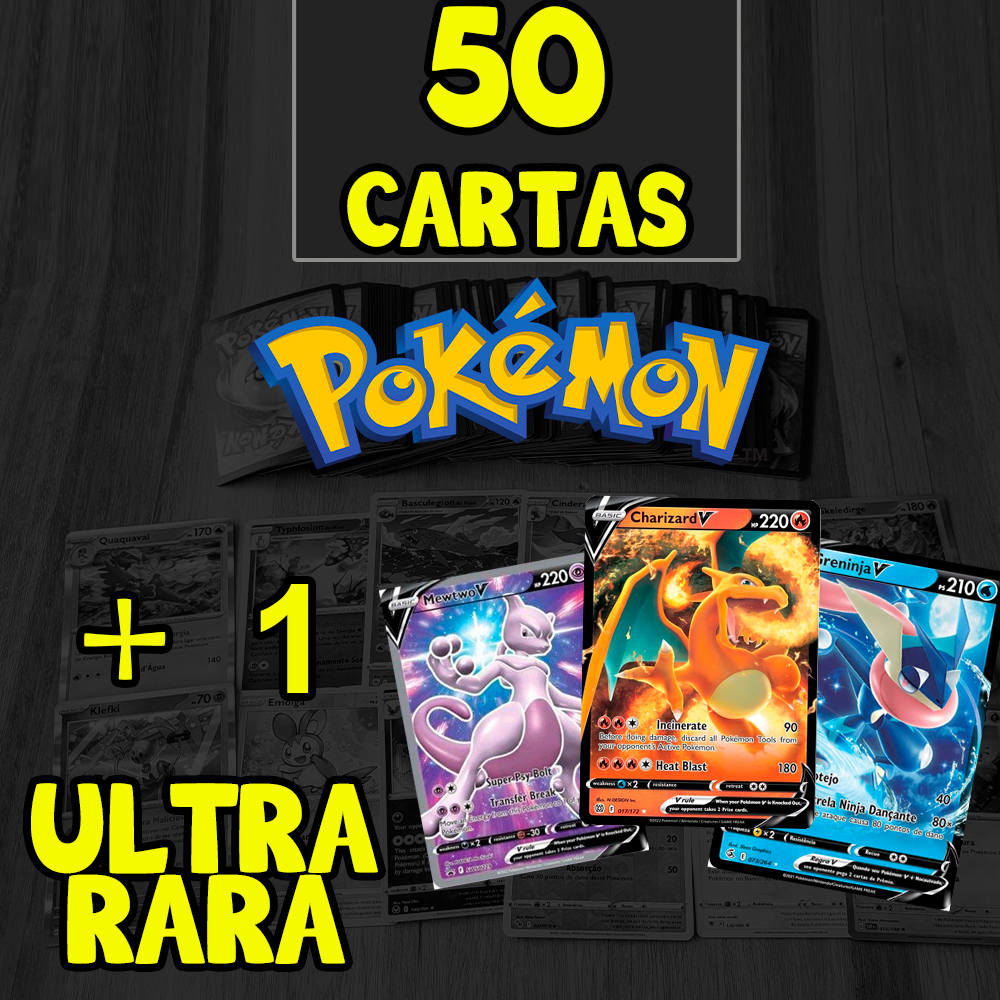 Lote 50 Cartas Pokémon + 1 ULTRA RARA - CARTAS ORIGINAIS COPAG