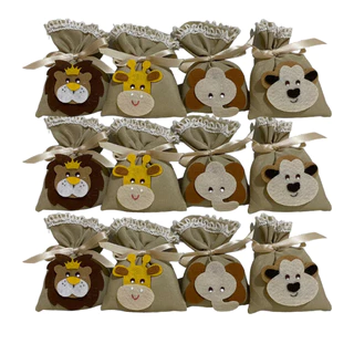 Lembrança Maternidade/Aniversário Feltro Artesanal Sachê Safari em Oferta na Shopee