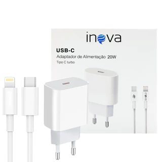 Fonte Carregador Turbo Tipo C 20w P/ iPhone 11 12 Xr Xs Max Com Cabo Lightning