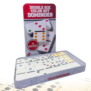 Jogo De Dominó Profissional 28 Peças Colorido Estojo De Lata