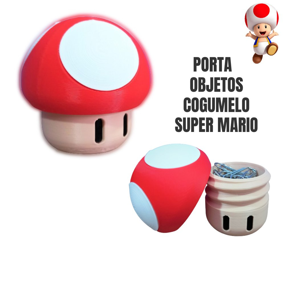 Porta Objetos Cogumelo Super Mario Toddy em 3D