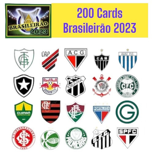 Kit 200 Cards Figurinhas Futebol Brasileirão 2023 = 50 Pacotes Bafo Futebol Brasileirão 2023