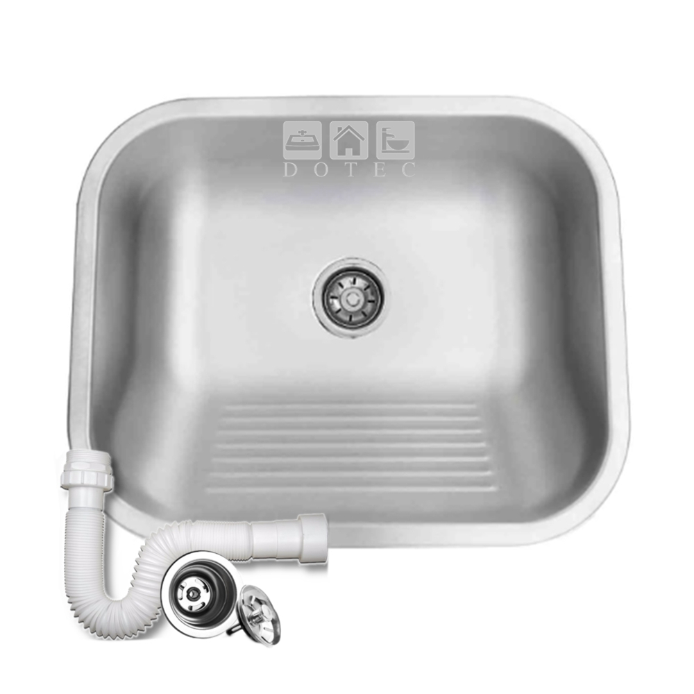 Tanque Inox 40x40x22cm 22 Litros Escovado C/ Valvula E Sifao