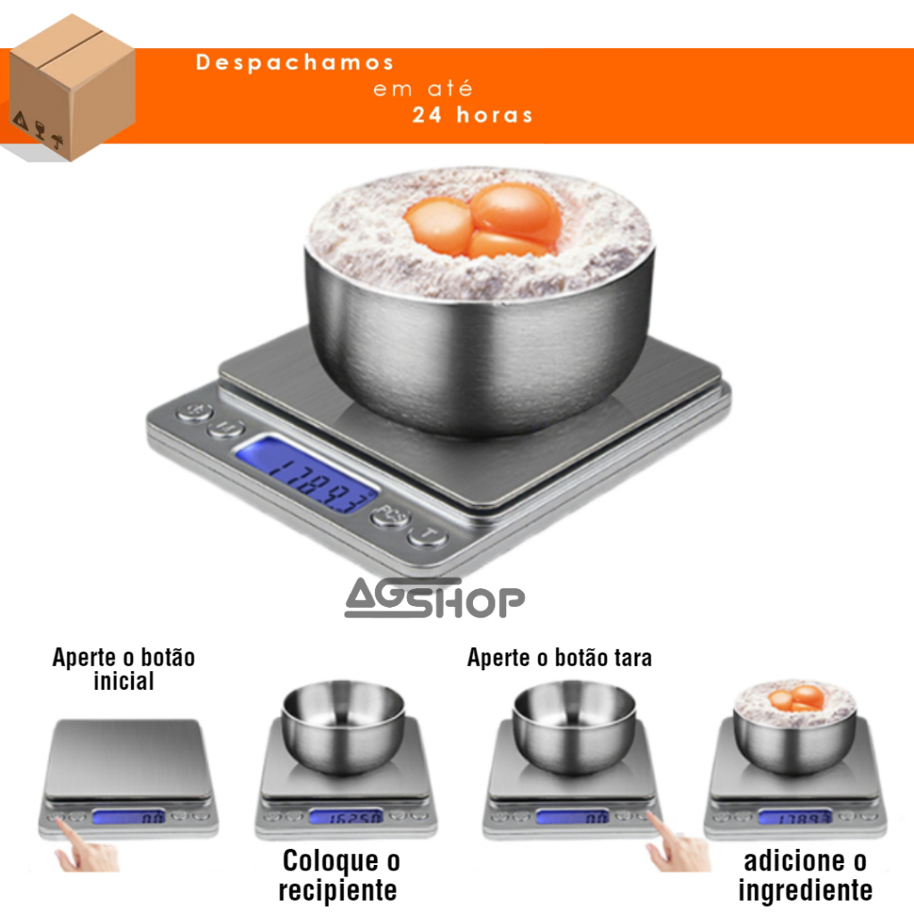Balança de cozinha digital precisão display lcd 2kg balanca para ...