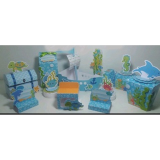 Kit personalizado infantil fundo do mar azul ( combo de 5 peças por modelo)
