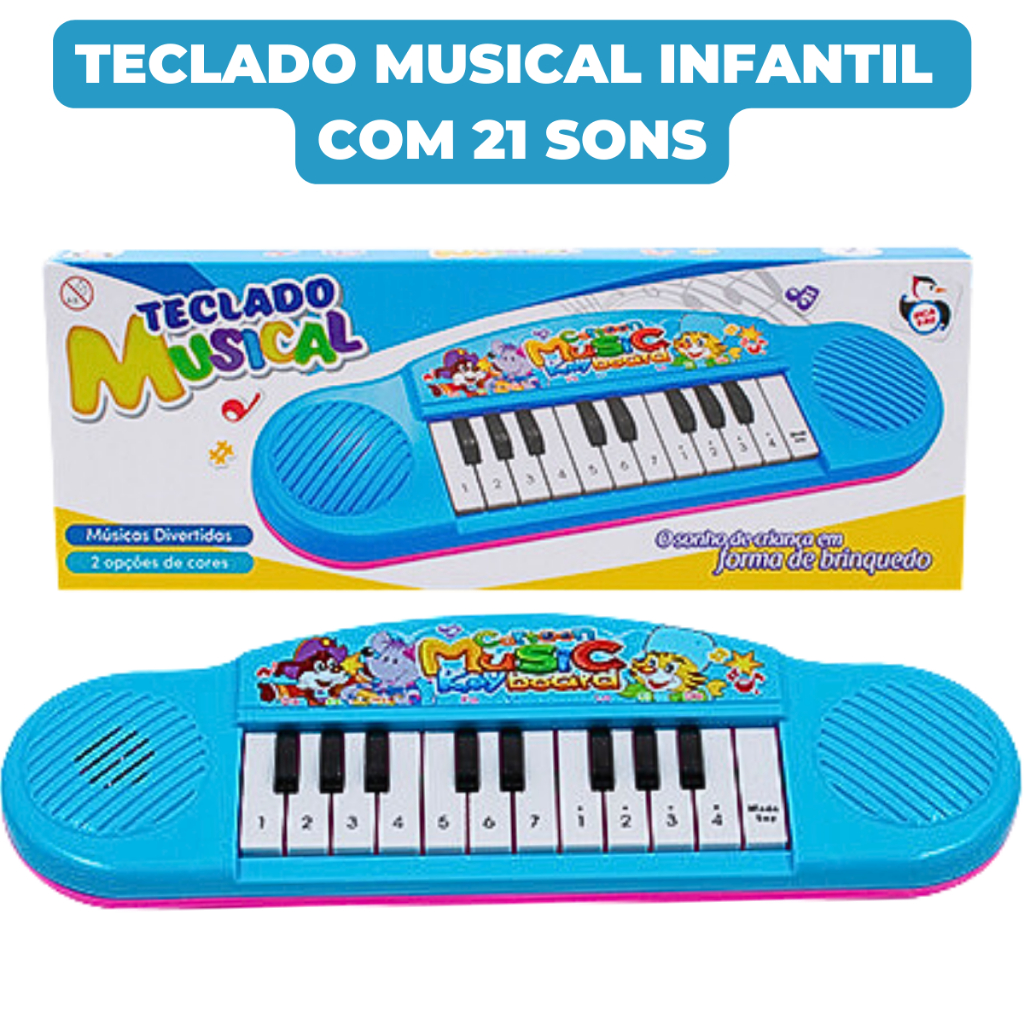 Brinquedo Teclado Mini Pianinho Infantil Som E Melodia Bebê Cor Azul