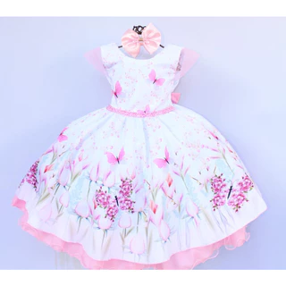 Vestido Infantil Estampado Floral Juvenil Luxo Tiara 4/16
