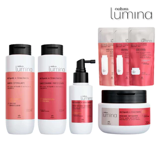 Linha Lumina Antiqueda e Crescimento Natura: Shampoo Estimulante, Condicionador Fortificante, Sérum Noturno para Antiqueda e Crescimento ou Máscara Antiquebra (Regular ou Refil)