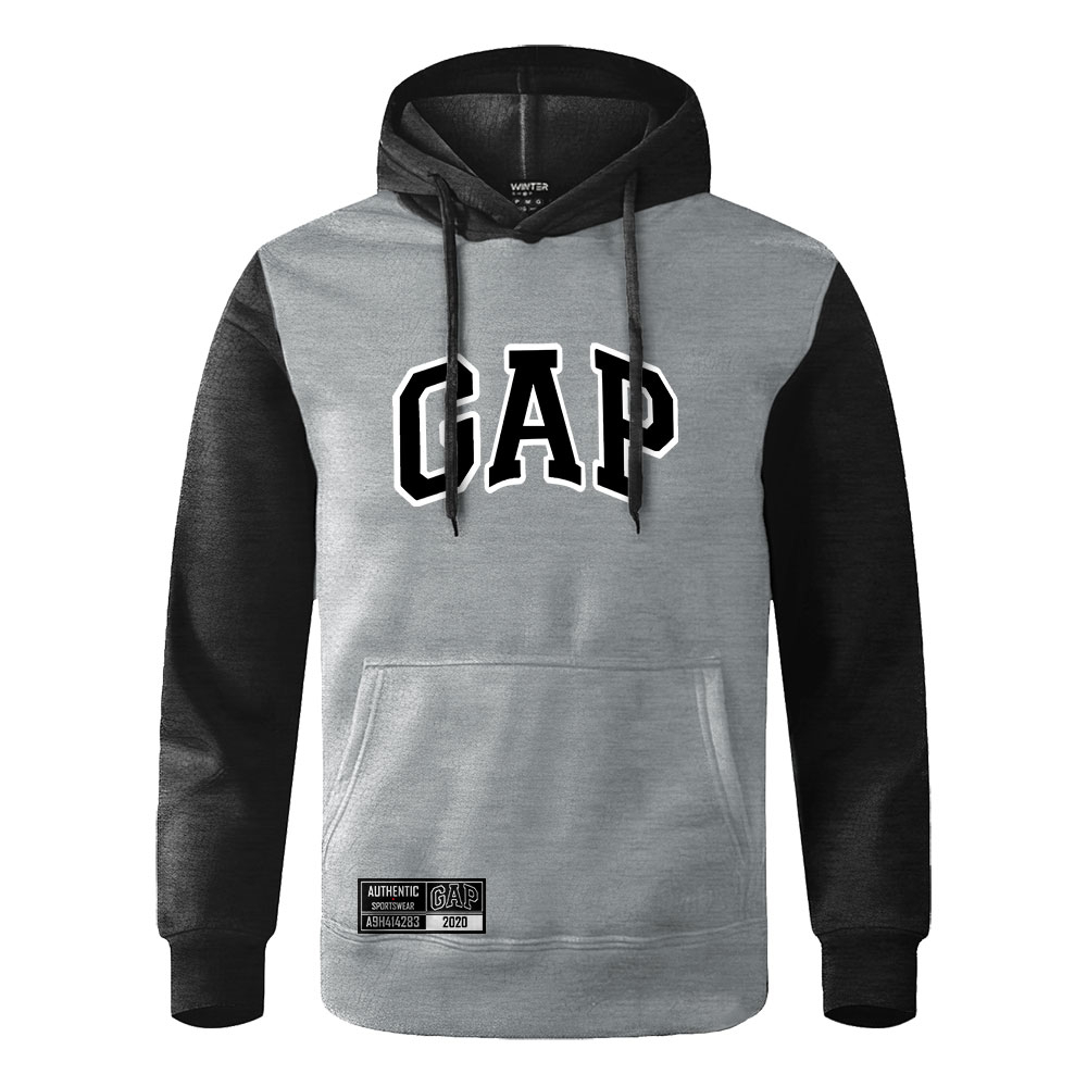 Blusa De Moletom Feminina GAP Canguru Logo Cinza