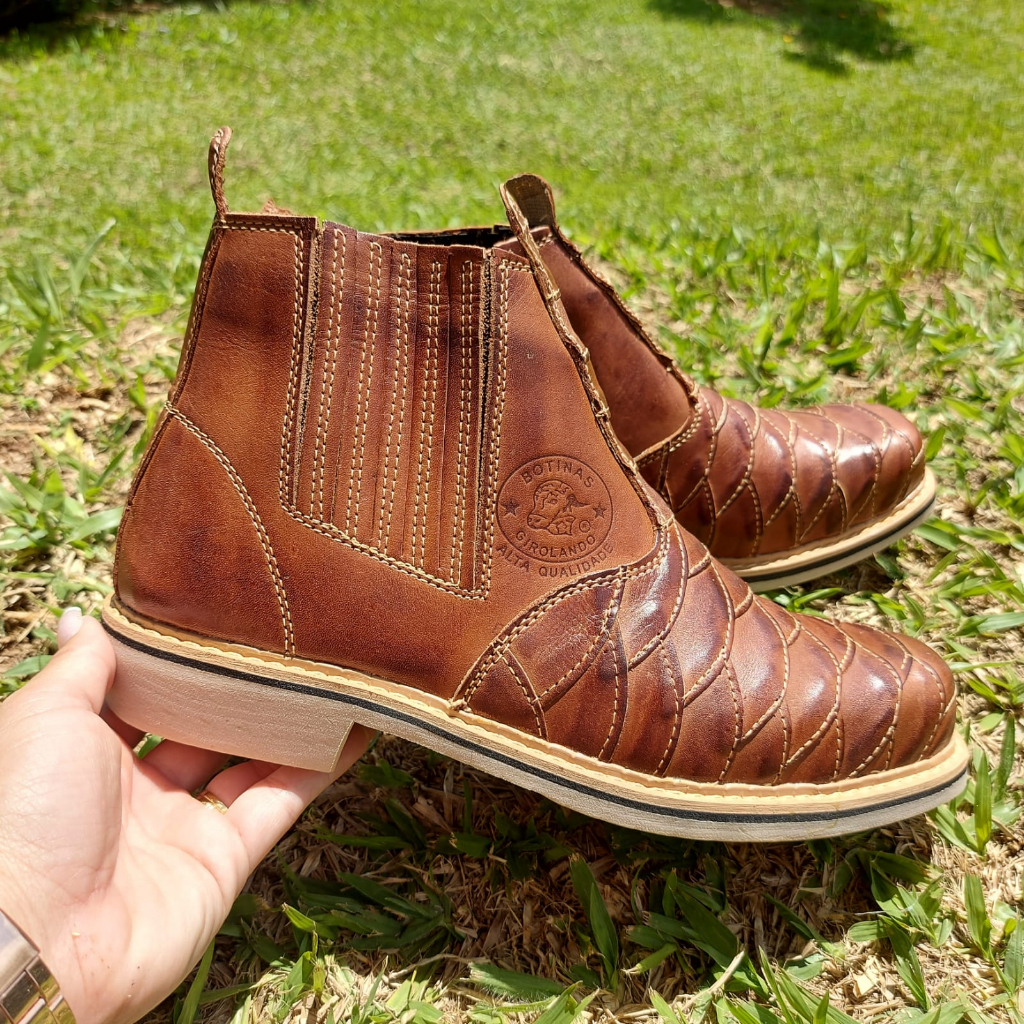 Botina Country Masculina Couro Legitimo Botina couro Cano Curto ...