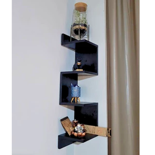 Prateleira Nicho de Canto Branca Preta Vertical Suspensa Mdf Organizar Livros Objeto Banheiro Quarto