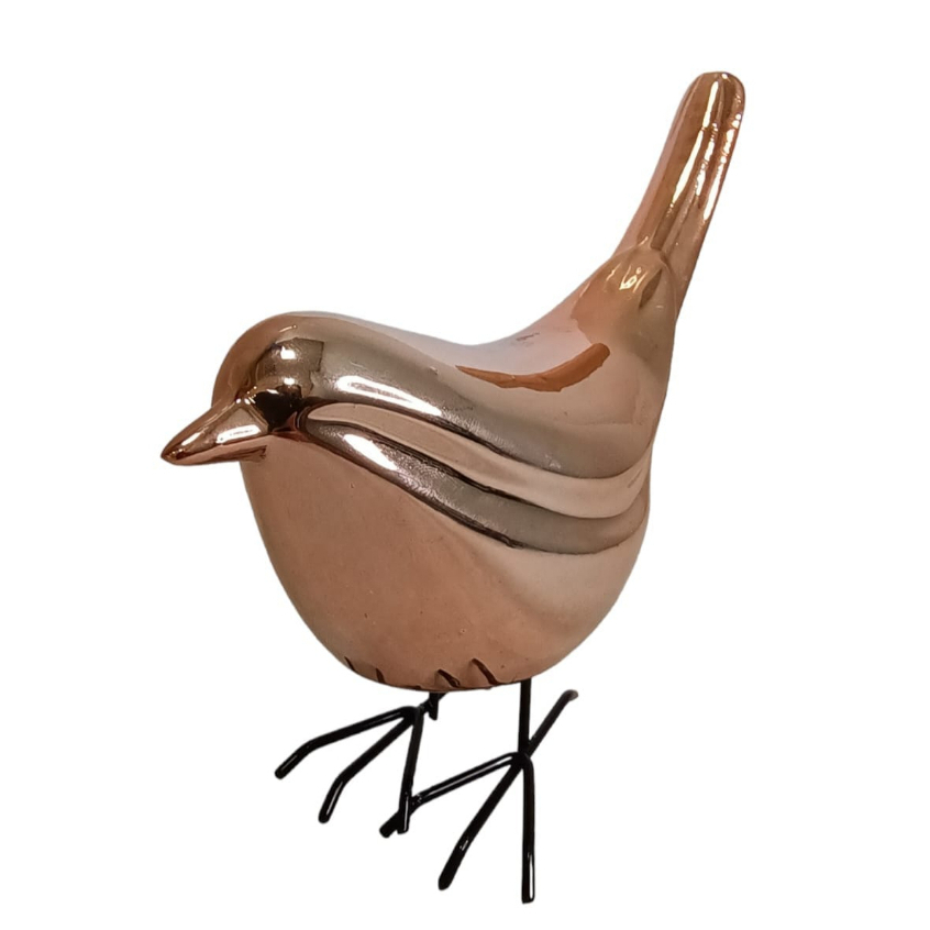 Passaro Passarinho Enfeite de Porcelana Rose Pequeno