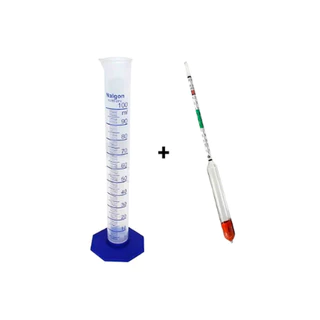 Kit Mini Densímetro Para Cerveja 0,980/1,100 + Proveta 100 Ml Em Poli Autoclavável