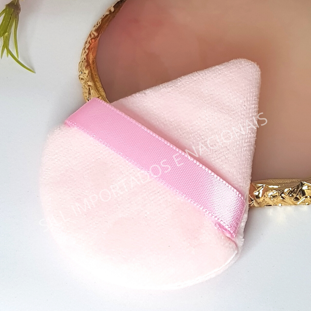 Esponja de Maquiagem em Formato Triângulo de veludo Acabamento - Cor Rosa
