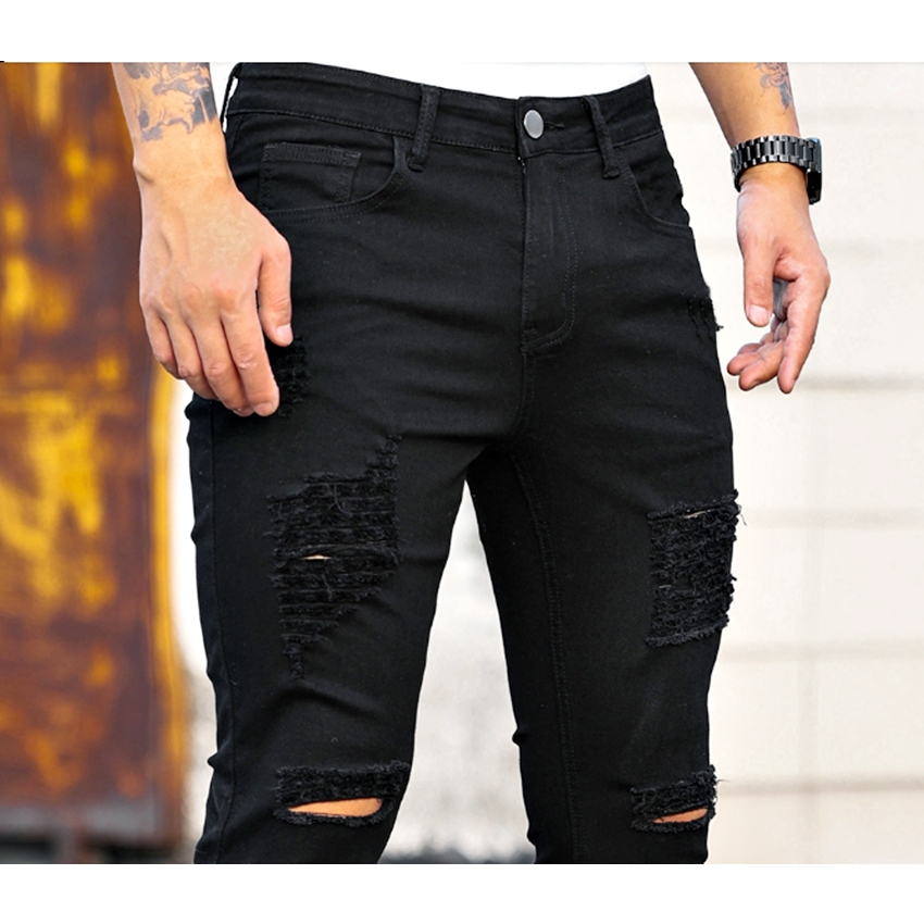 Calça Super Skinny Masculina Com Lycra Jeans Ziper na Perna