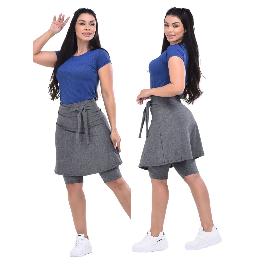 Conjunto Fitness Moda Evangelica Short Saia e Blusa Dry Fit