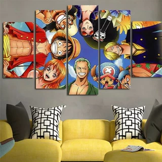 Kit Quadros Decorativo Mosaico 5 Peças Mdf Full Hd One Piece