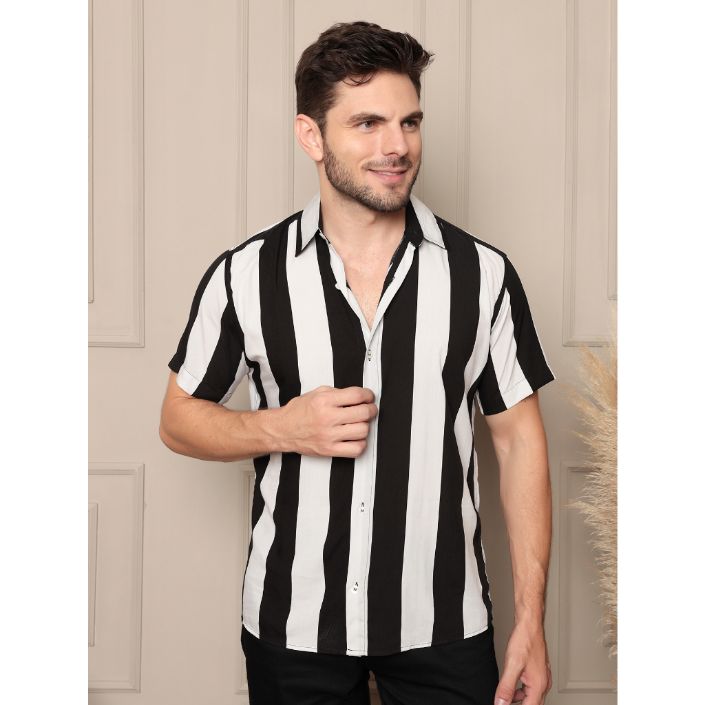 Camisa Social Preta Listrada Masculina Camisa Masculina Social