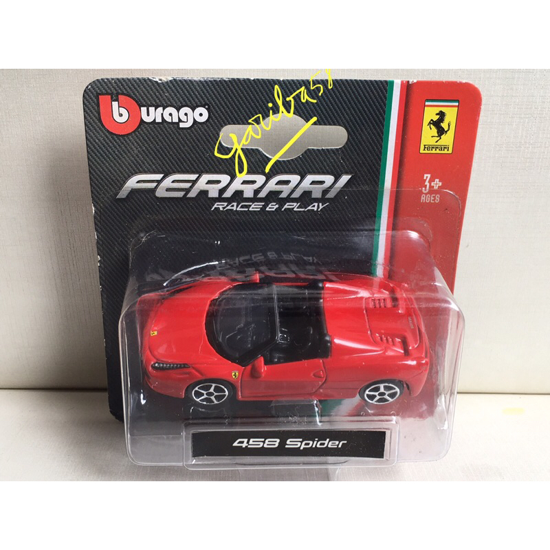 【返品不可】 BBURAGO FERRARI 458 SPIDER RACE & PLAY 1/64 GARIBA58 ミニカー