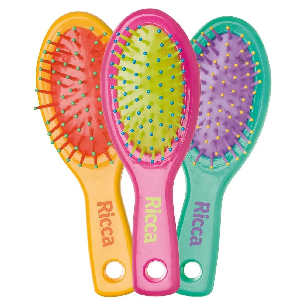 Escova De Cabelo Ricca Colors Mini - Ref. 125 | Shopee Brasil