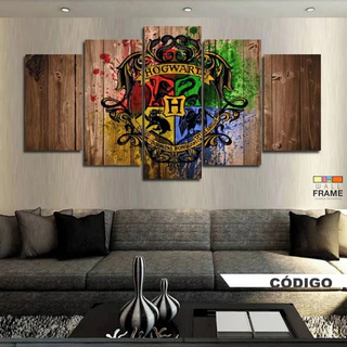 Kit Quadros Decorativo Mosaico 5 Peças Mdf Full Hd Harry Potter
