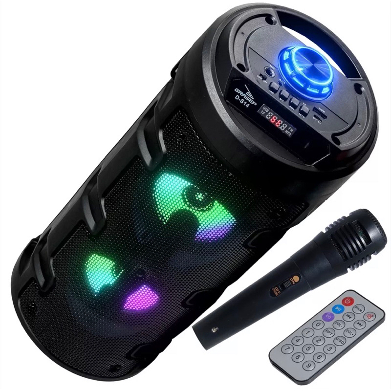Caixa Som Com Controle Amplificada Bluetooth LED RGB Aux P2 Micro SD ...