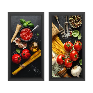 Quadros Decorativo Temperos Comida Cozinha Gourmet Moldura 43x23cm Decoração Parede