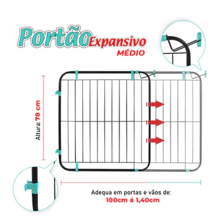 Portão Expansivo Médio 100cm a 140cm PetÚtil Proteção Pet Cachorro ou Criança Kids em Oferta na Shopee