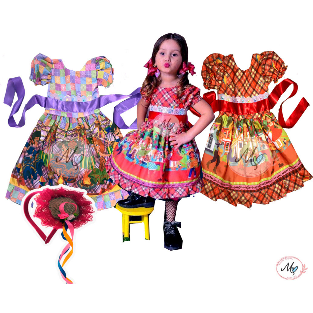 Vestido Festa Junina Junino Julina Caipira Infantil