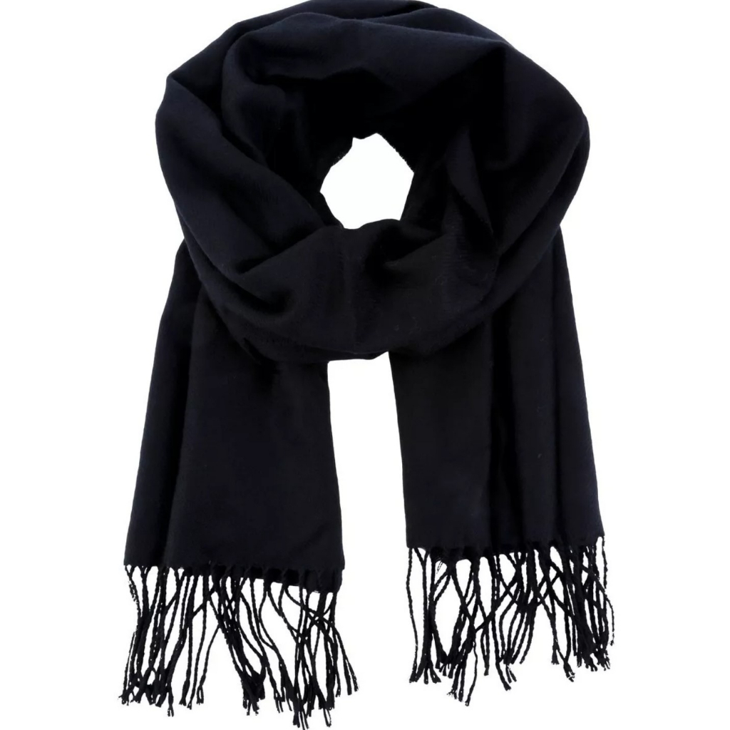Cachecol De Lã Tricô Preto Adulto Unissex Modelo Grande