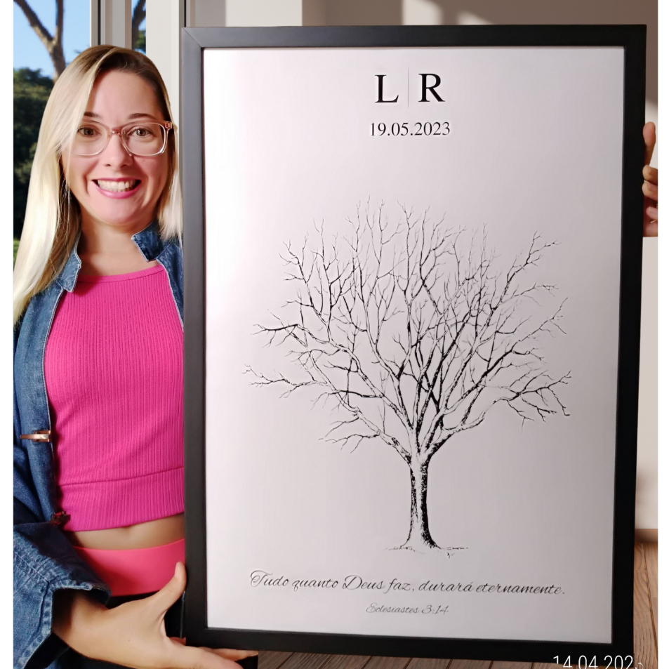 QUADRO ASSINATURA DE CASAMENTO ÁRVORE DAS DIGITAIS A2 63X45