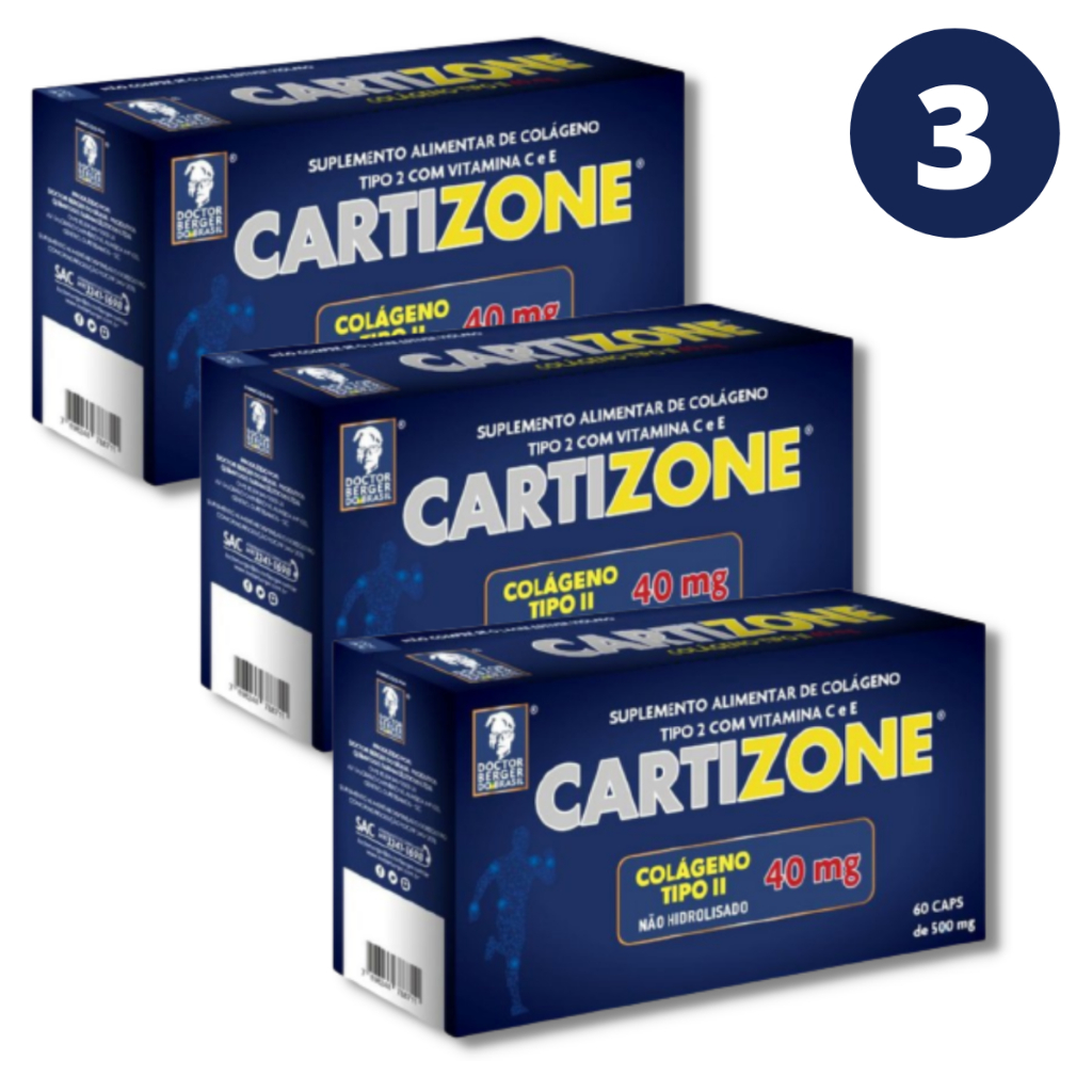 Colágeno Cartizone Tipo Ii 60 Cáps 40mg - Kit Com 3 Potes | Shopee Brasil