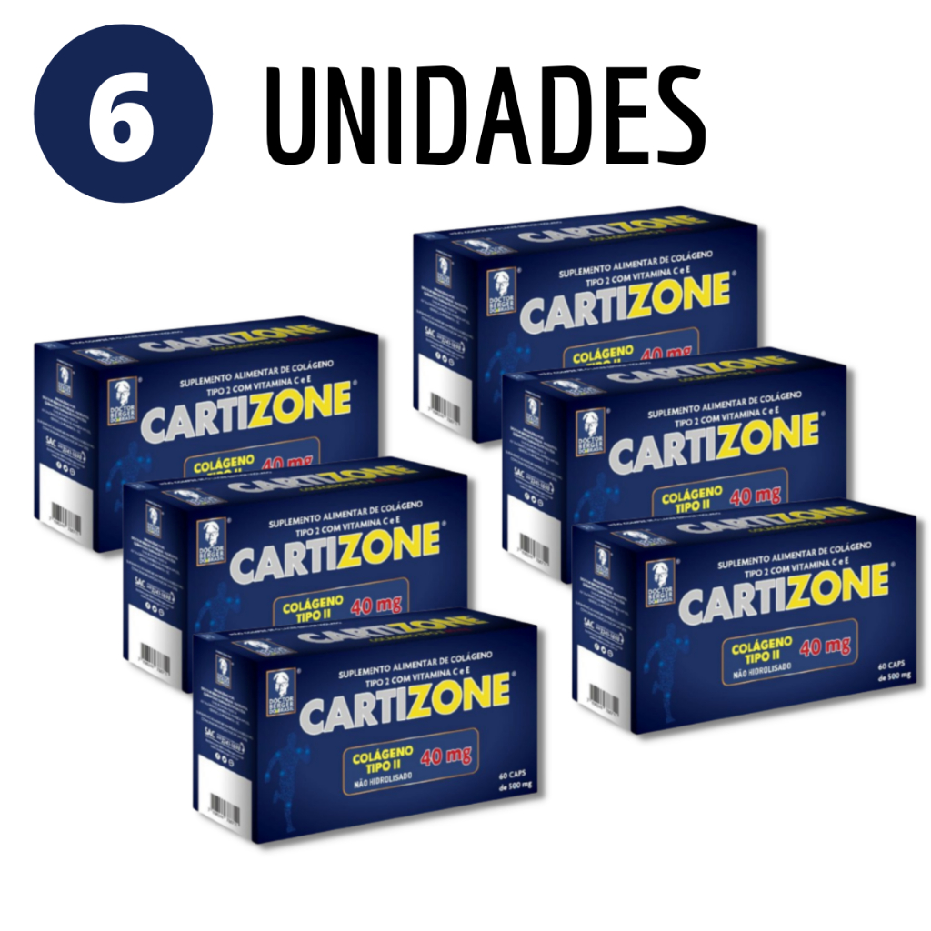 Colágeno Cartizone Tipo Ii 60 Cáps 40mg - Kit Com 6 Potes | Shopee Brasil