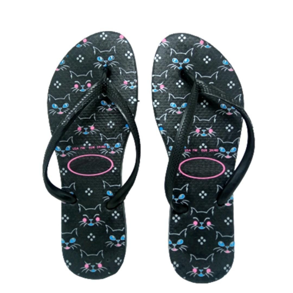Chinelo Havaianas Slim preto Gatinho Gatinha Personagens Promoção