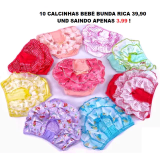 Calcinha Infantil Bunda Rica Kit Com 10
